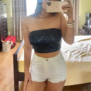 Black Sequin Tube Top (Bandeau) - Forever 21